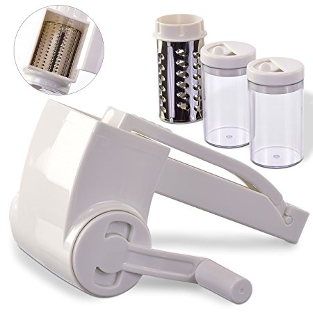 Vivaant Professional-Grade Rotary Grater - 2 Stainless Steel Drums - Grate Or Shred Hard Cheeses, Vegetables, Chocolate, And More - Award-Winning Design And Heavy-Duty Build Quality Lasts A Lifetime!