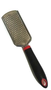 Cheese and Lemon Lime Grater Stainless Steel Heavy Duty Handheld Black and Red Handle