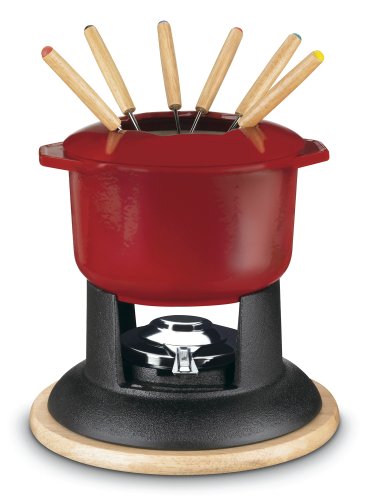 Cuisinart 7FP-16R Classic Entertaining Collection 12-Piece Cast Iron Fondue Set, Red