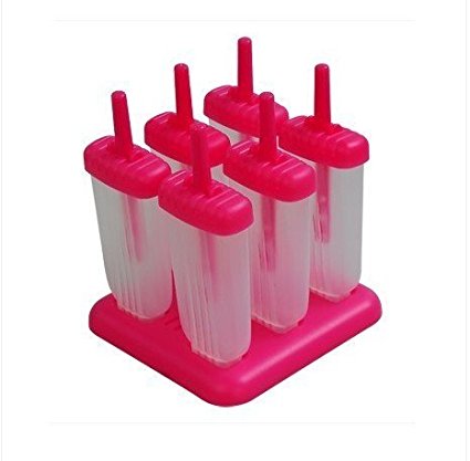 Crazycity DIY Frozen Ice Cream Pop Mold Popsicle Maker Lolly Mould Tray Pan Kitchen (Hot pink)