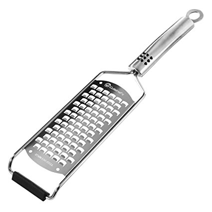 Cheese Grater with Coarse Blade by CuisineFx for Serious Cooks. Professional Grade Kitchen Hand Tool Made of Premium Stainless Steel, Dishwasher Safe. Shaves Cheese Into Beautiful Curls!