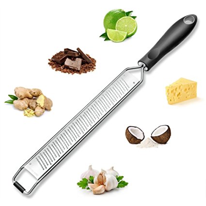 RVOKOMS Lemon Zester Tool, Professional Parmesan Cheese Grater, Premium Stainless Steel Peeler for Kitchen, Chocolate, Citrus, Vegetable, Dishwasher Safe and Upgrade Non-Slip Handle