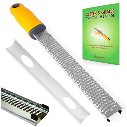 Chef's Necessities Cheese Grater & Zester - High Quality Stainless Steel Blade + Protective Cover