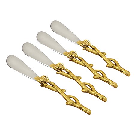 Elegance Golden Vine Spreaders, 6-Inch, Silver/Gold, Set of 4