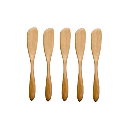 Angelduck 5Pcs Wooden Butter Knife Cheese Spreader, 6