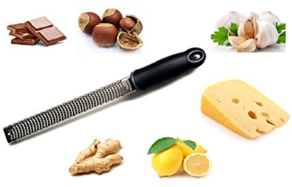 Lemon Zester Grater, Use for hard Cheese, Citrus fruits, Ginger, Nutmeg, Garlic, Vegetebles, Chocolate - Sharp Stainless Steel Blade with Protective Cover.