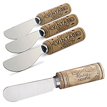 Supreme Houseware Vintage Wine Cork Cheese Spreader (4-Pack of 4)