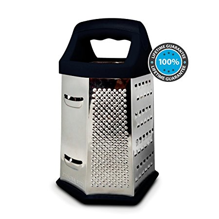 Vitabliss Cheese Grater - 6-sided Stainless Steel Box Grater for Hard Cheese, Parmesan, Vegetable