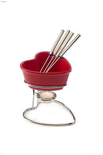 Chantal Heart Semi-Gloss Fun Fondue Set, Red