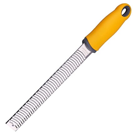 Zester,CANFL Citrus Lemon Zester & Cheese Grater Stainless Steel Blade and Yellow Ergonomic Handle for Parmesan Cheese, Ginger, Garlic, Nutmeg, Chocolate, Vegetables, Fruits