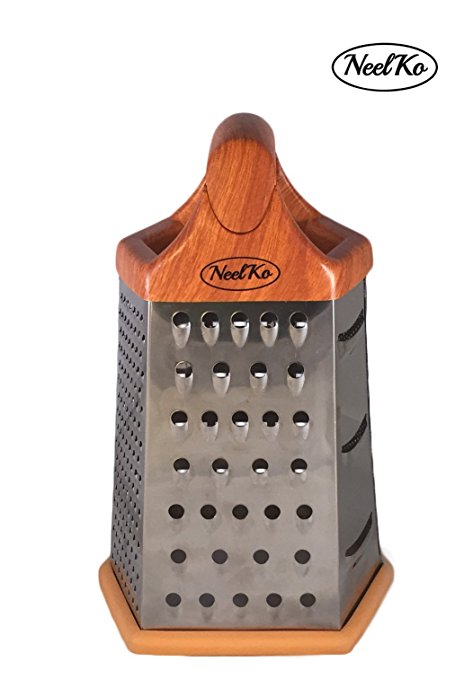 NeelKo Cheese Grater - 9 Inch 6 Sided Stainless Steel Box Grater for Cheese and Vegetables