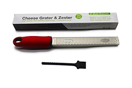 Ihome888 Stainless Steel Cheese Grater and Lemon Ginger Potato Zester with Non-slip Handle, Red (Bar )