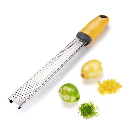 Grater,Koolife Stainless Steel Grater, Sharp Blade Zester with Safety Cover for Lemon,Ginger,Cheese,Garlic,Yellow Handle