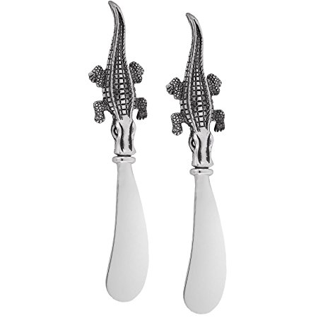 Wine Things 2-Piece Crocodile Zinc Cheese Spreader