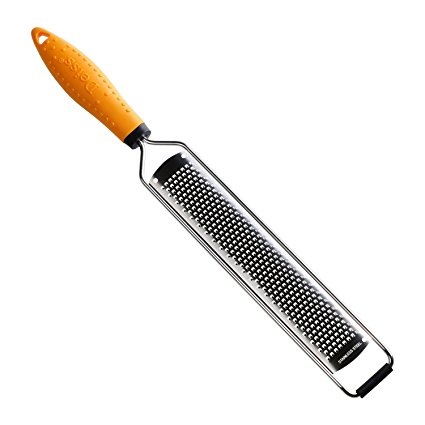 Deiss PRO Citrus Lemon Zester & Cheese Grater — Parmesan Cheese, Lemon, Ginger, Garlic, Nutmeg, Chocolate, Vegetables, Fruits - Razor-Sharp Stainless Steel Blade + Protect Cover - Dishwasher Safe