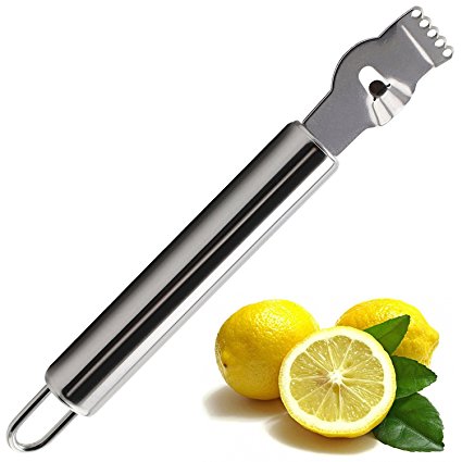 Generic Lemon Zester Grater with Channel Knife and Hanging Loop Stainless Steel