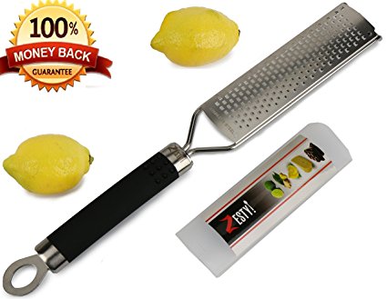 Citrus Lemon Zester & Cheese Grater - Great for Lemon, Lime, Ginger, Garlic, Chocolate, Parmesan, Veg, and Fruits. Premium Design, Best Quality Stainless Steel, Non-Slip Footing and Very Sharp