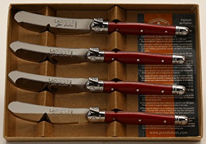 Jean Dubost Laguiole 4 Spreaders in Craft Box, Red