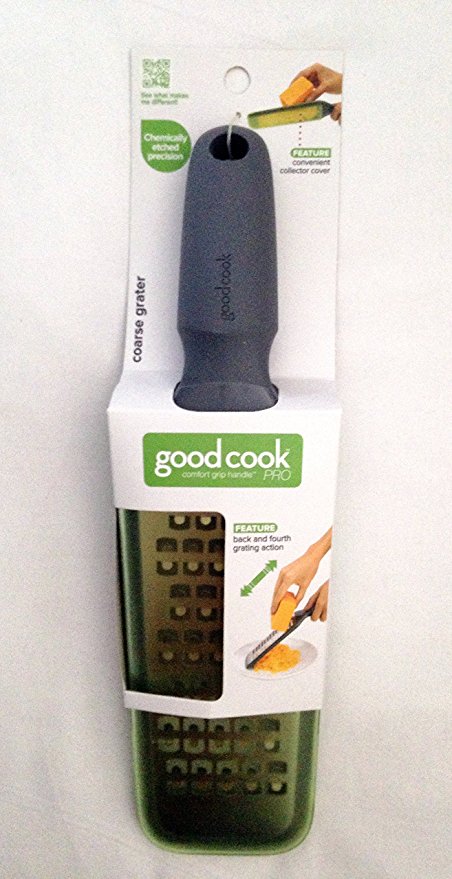 Coarse Grater with Green Cover Kitchen Tool By Good Cook Pro Comfort Grip Handle