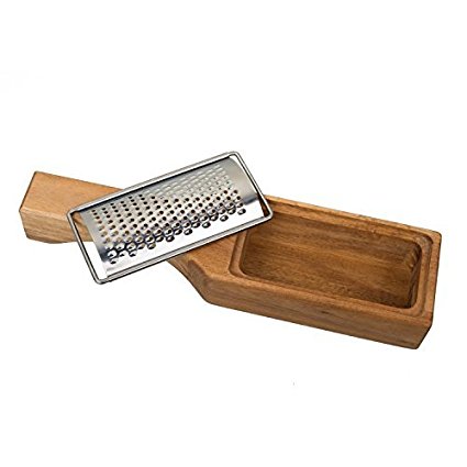 Handheld Parmesan Cheese Grater with Acacia Wood Storage Container