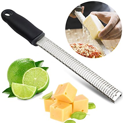 Cheese Grater and Lemon Zester Tool, Parmesan Cheese Grater Handheld - Stainless Steel, Easy Clean, No Rust, Good Grips Long Handle - Best Kitchen Gadgets Grater for Cheese, Chocolate, Ginger